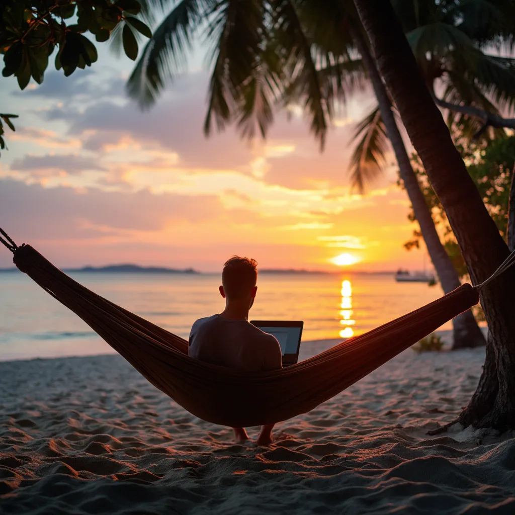 Founder working from beach in Thailand
